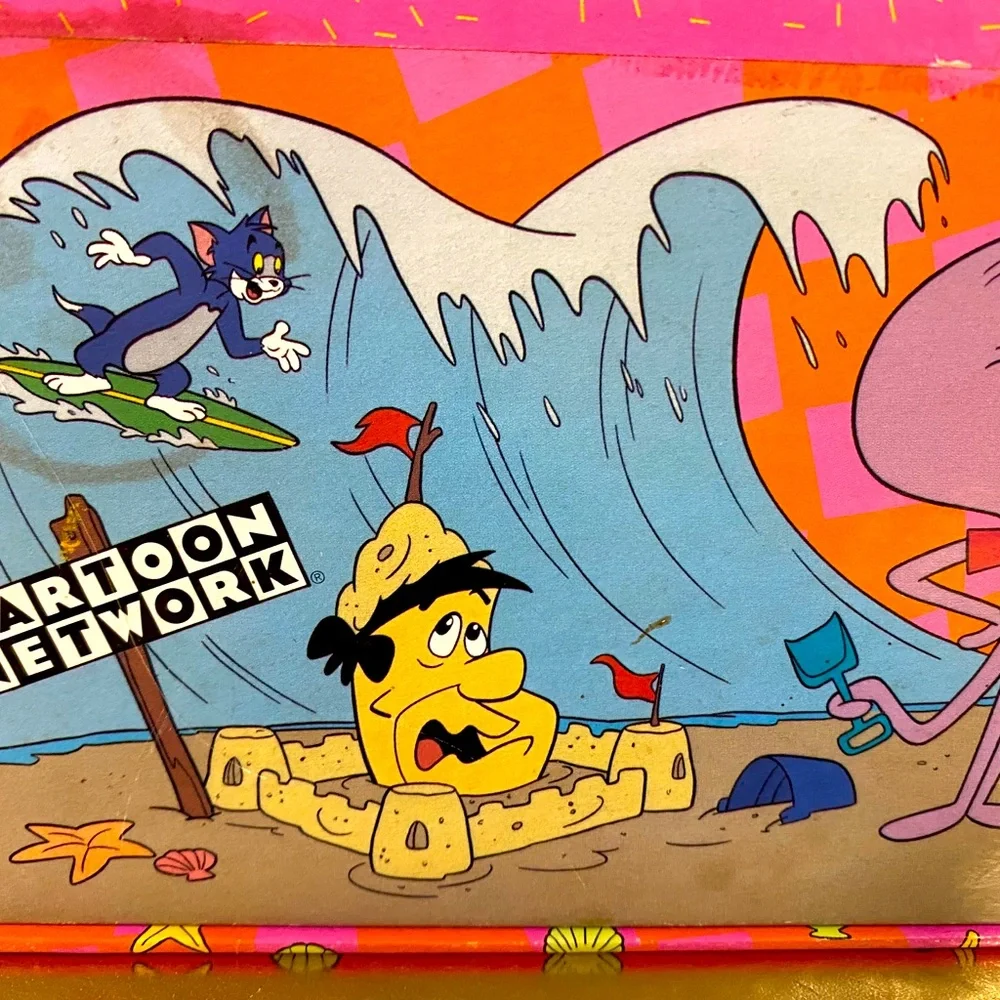 Cartoon Network 1994 Tom & Jerry, Fred Flintstone & Squiddly Diddly Pencil Box